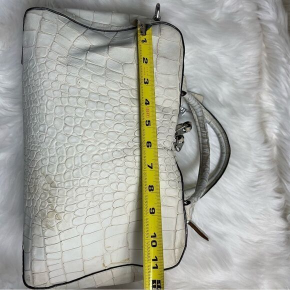 Coach Bleeker beige Croc Embossed Satchel Handbag 30449 - Picture 9 of 16